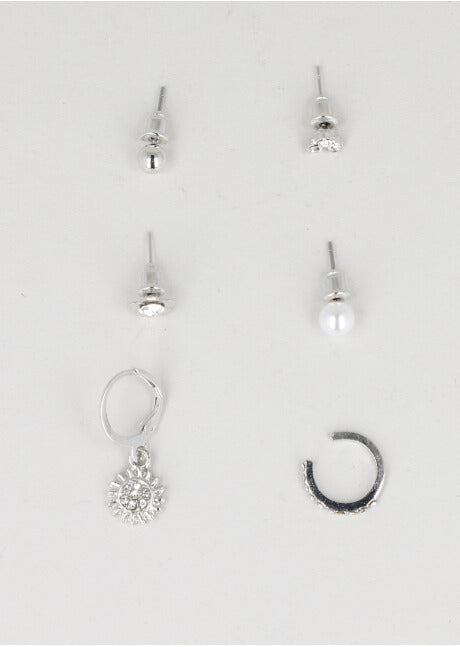 Set 6 earrings Ear Cuff Sol SILVER