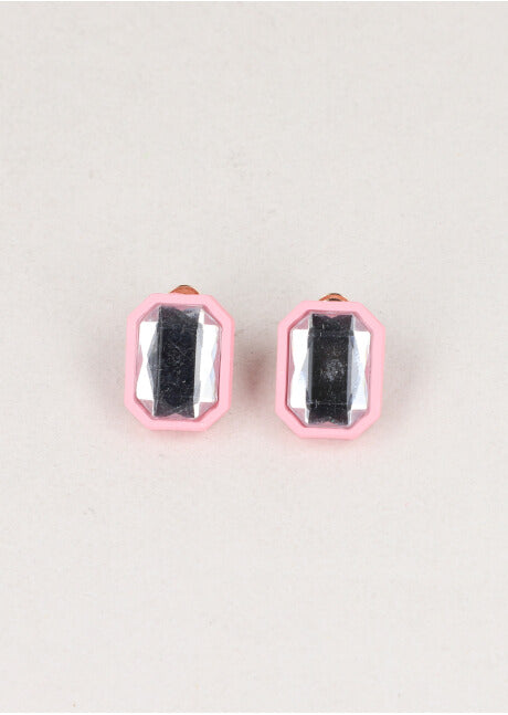 Aretes Cuadro Color Cristal ROSA