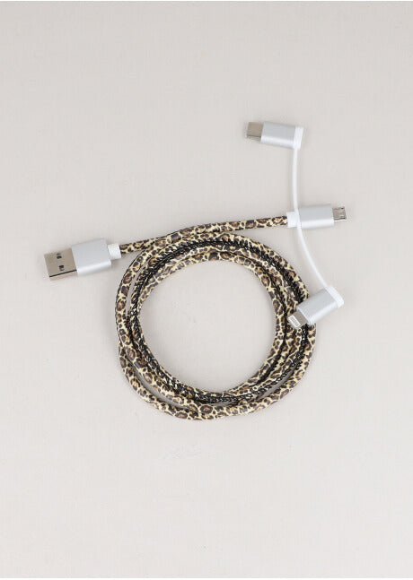 Cable cargador multi entradas animal print ORO