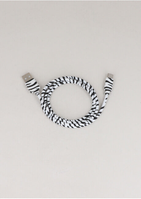 Animal charger cable White black