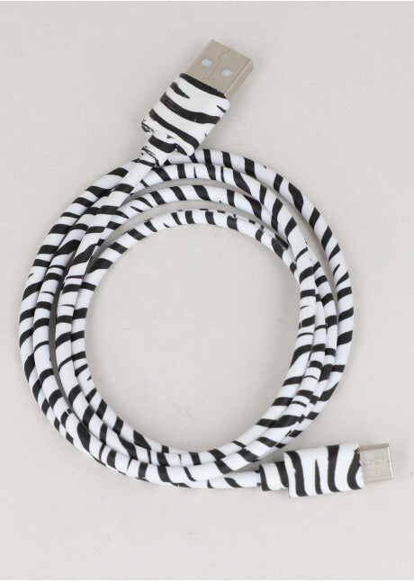 Animal charger cable White black