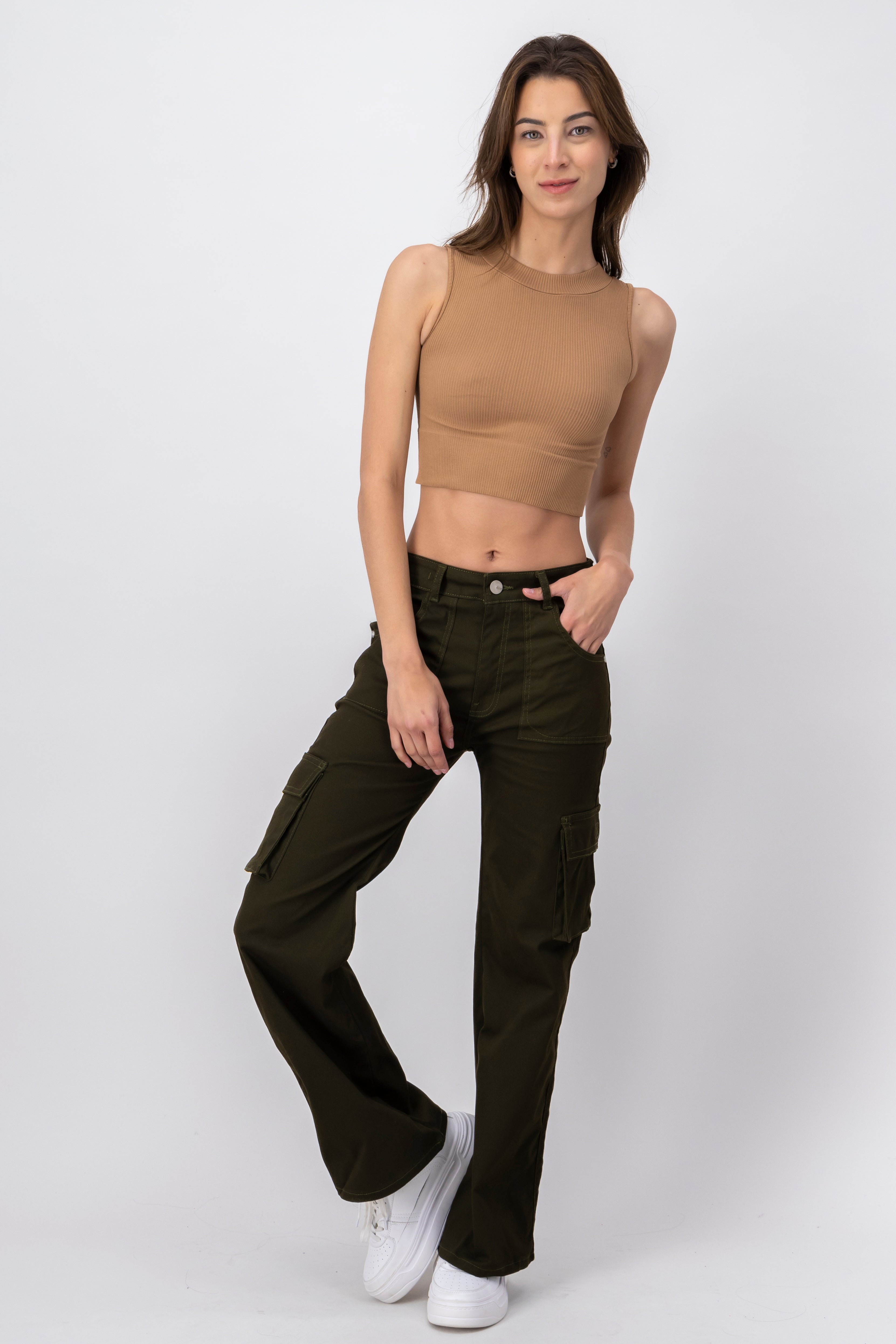 WIDE LEAN JEANS OLIVE