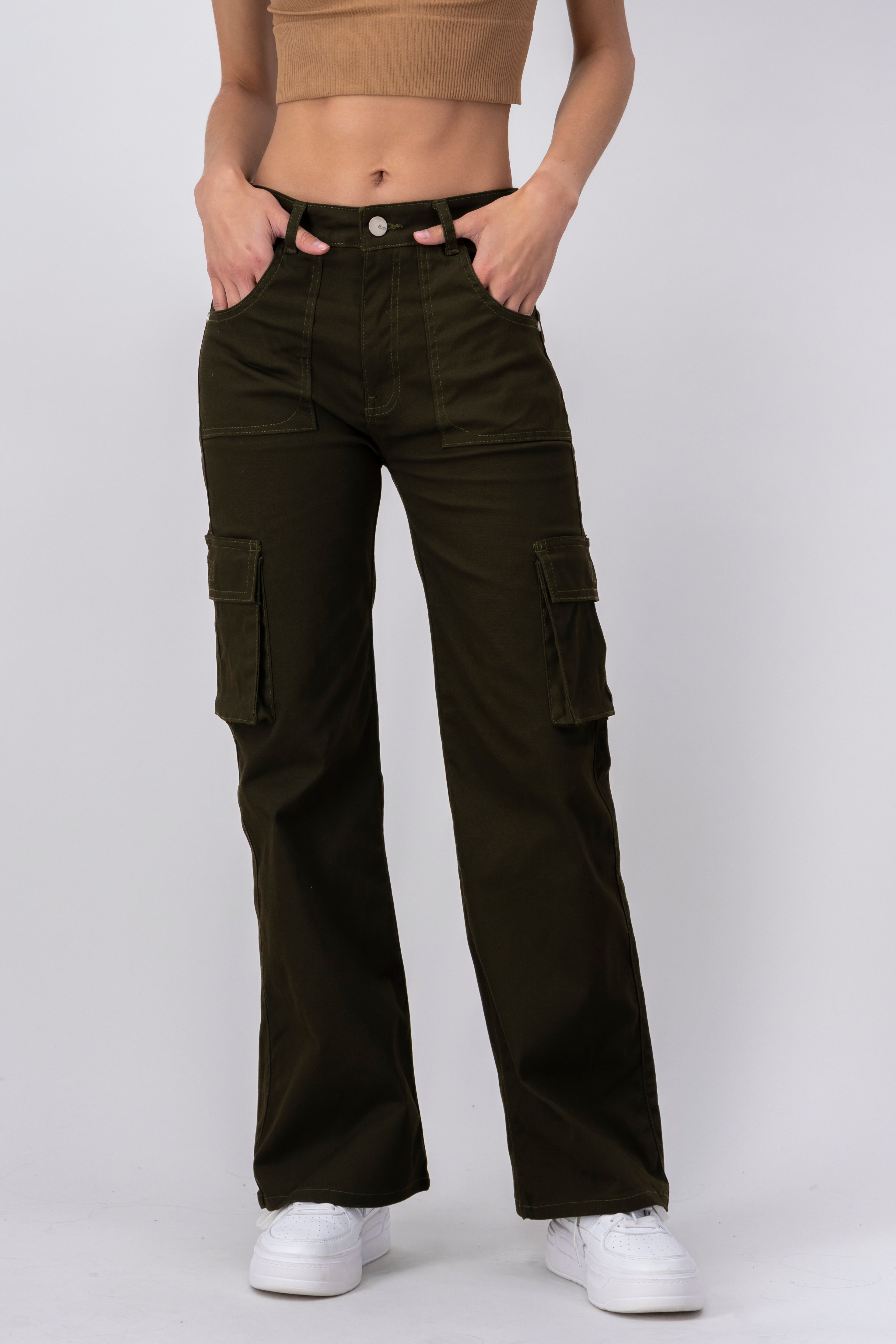 WIDE LEAN JEANS OLIVE