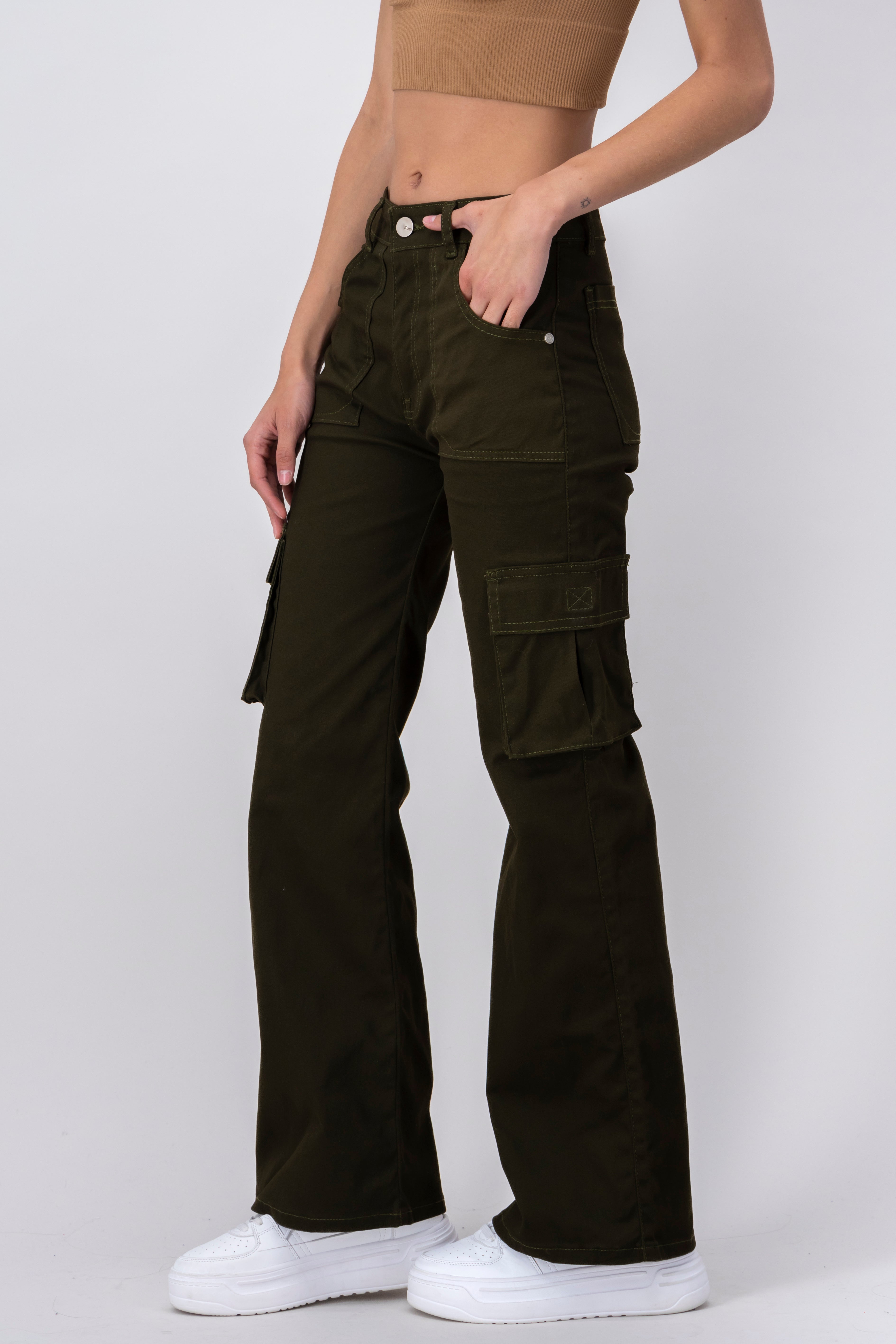 WIDE LEAN JEANS OLIVE