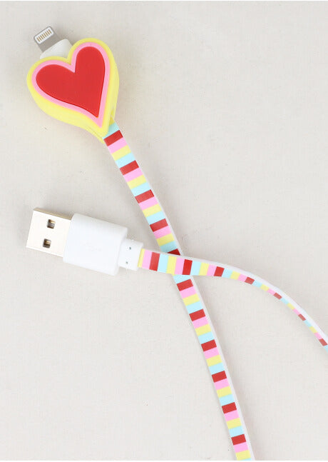 Multicolor heart charger cable MULTICOLORED