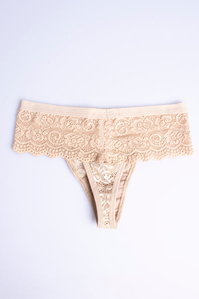 Elastic tanga lace Nude