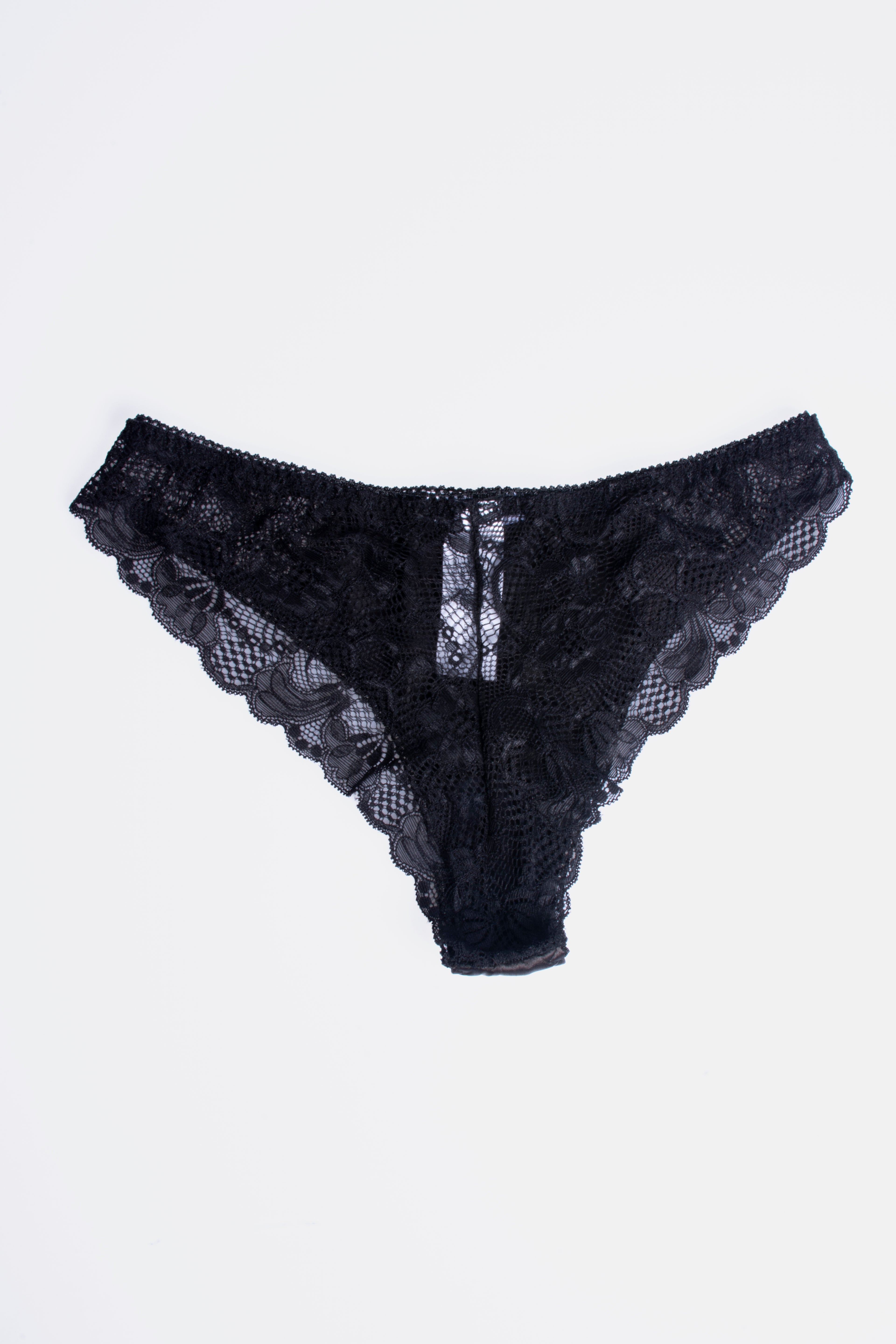 Bikini lace satin 2 strips BLACK