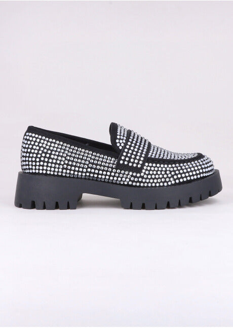 Loafers Aplicaciones Brillos NEGRO