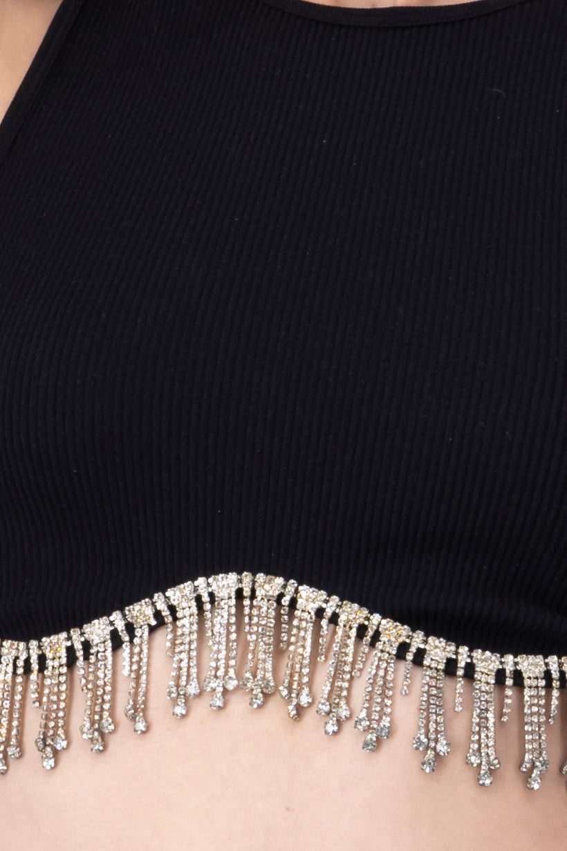Top tank rib flecos brillos NEGRO