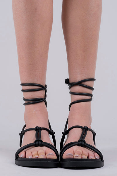 Plan Sandals Lace Up Nudos BLACK