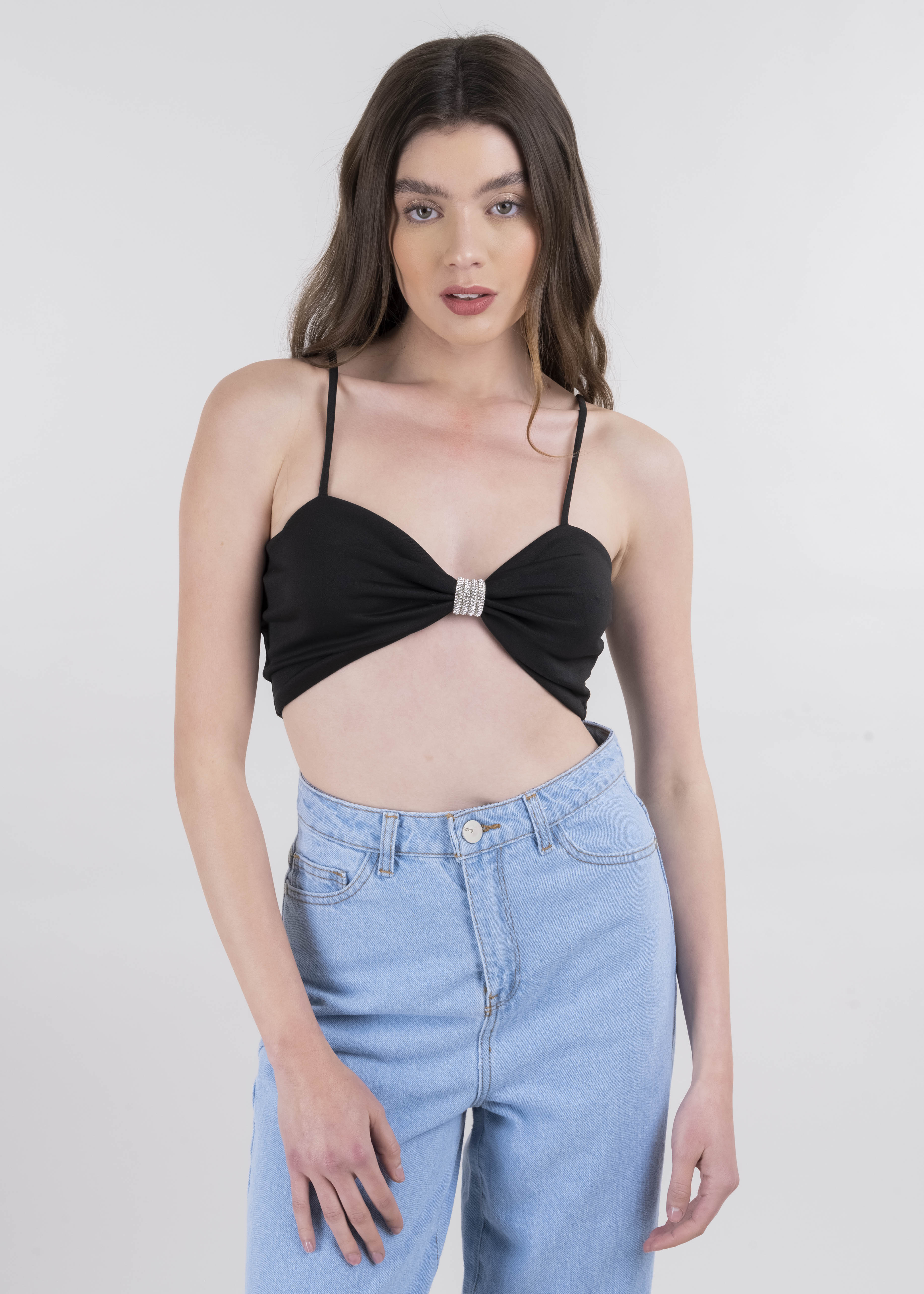 TOP CROP MOÑO GLOS BLACK