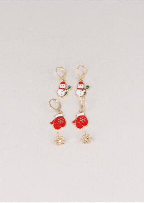 Set 3 pairs Christmas earrings GOLD