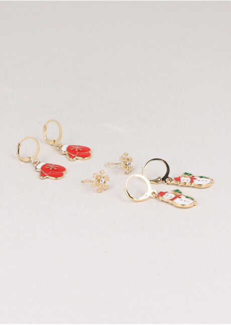 Set 3 pairs Christmas earrings GOLD