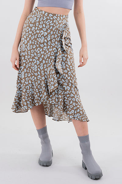 Midi Olan Animal print skirt CAFE COMBO