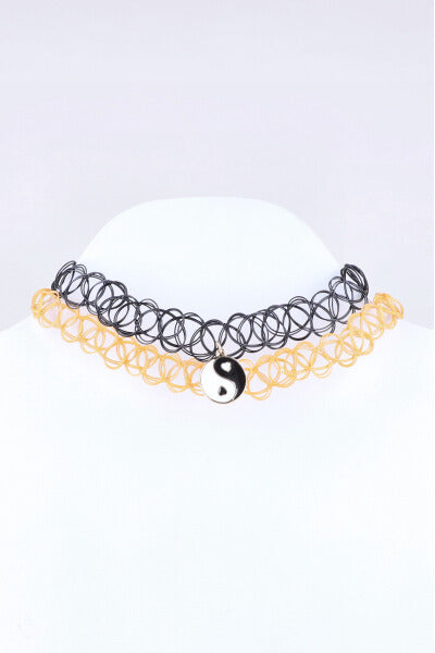 Set 2 Choker Yin Yang NARANJA