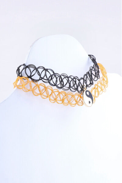 Set 2 Choker Yin Yang NARANJA