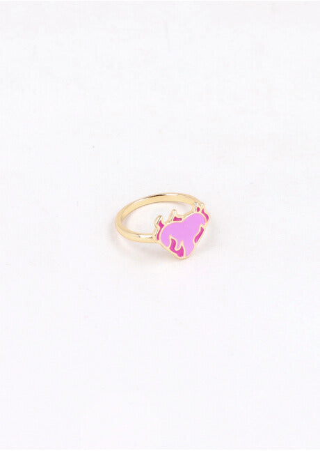 Anillo Corazon En Llamas ROSA