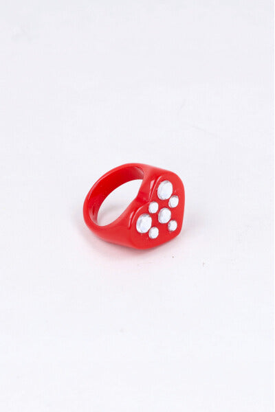 Anillo Corazon Incrustaciones ROJO