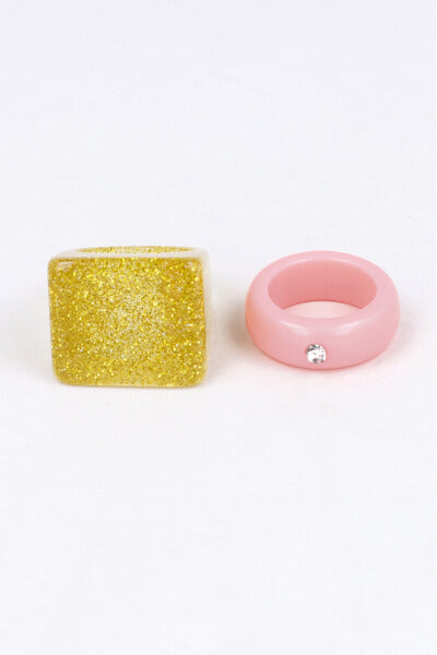 Set 2 Anillos Glitter ROSA