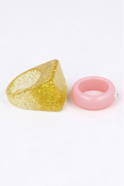 Set 2 Anillos Glitter ROSA