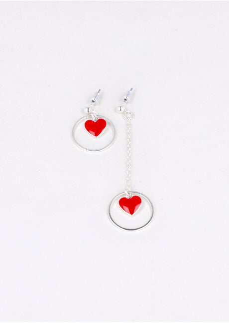 Aretes Asimetricos Corazon PLATA