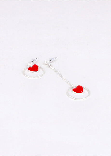 Aretes Asimetricos Corazon PLATA