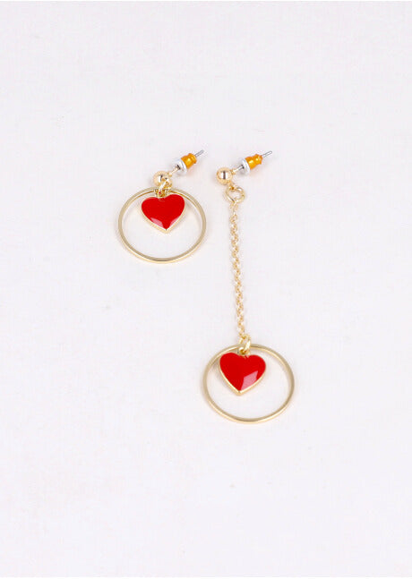 Aretes Asimetricos Corazon ORO