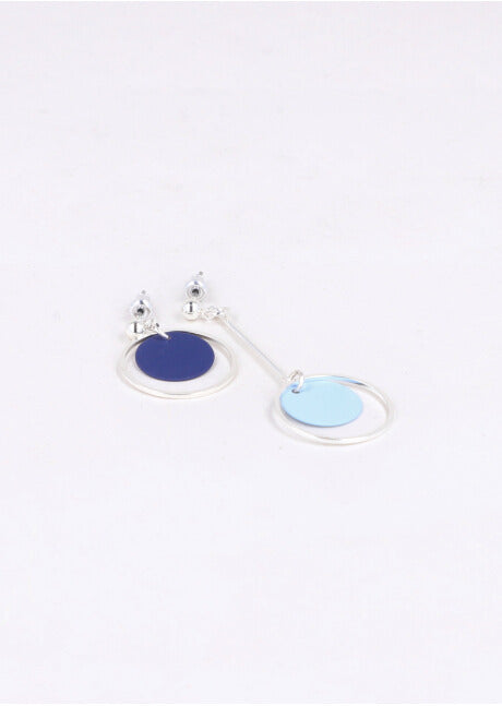 Aretes Asimetricos Circulos AZUL