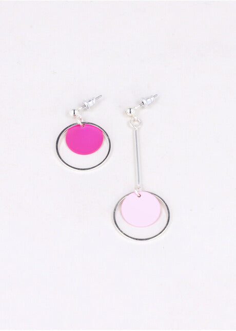 Aretes Asimetricos Circulos ROSA