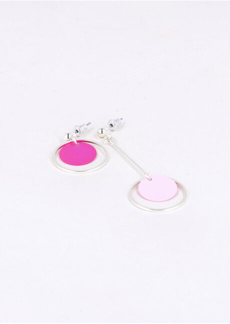 Aretes Asimetricos Circulos ROSA