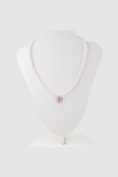 Collar Choker Perlas Mariposa MORADO