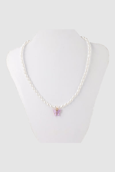 Collar Choker Perlas Mariposa MORADO