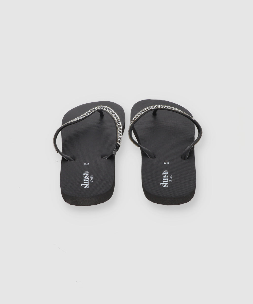 Flip Flop Cintas Brillos NEGRO