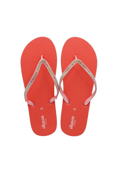 Flip Flop Cintas Brillos ROJO