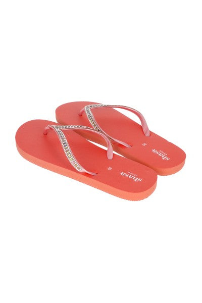 Flip Flop Cintas Brillos ROJO