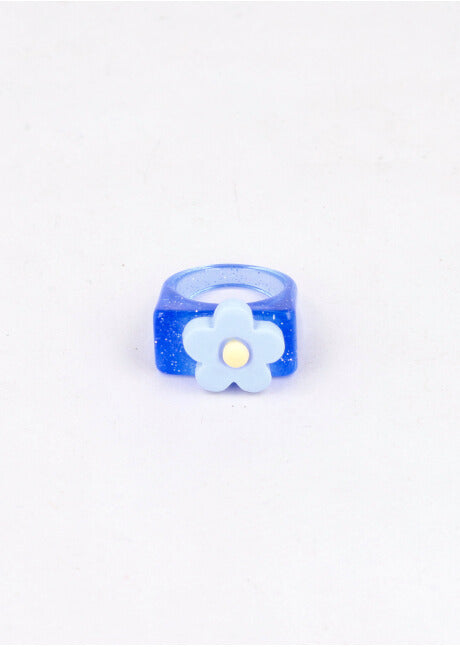 Flor glitter ring BLUE