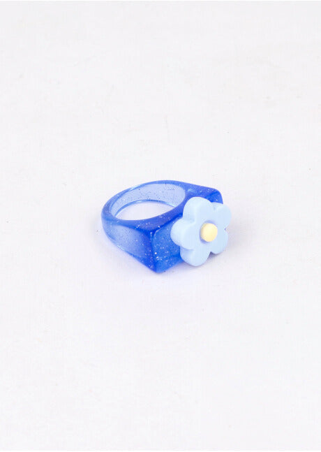 Flor glitter ring BLUE