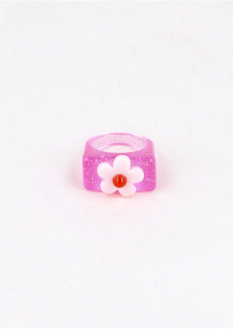 Flor glitter ring PINK