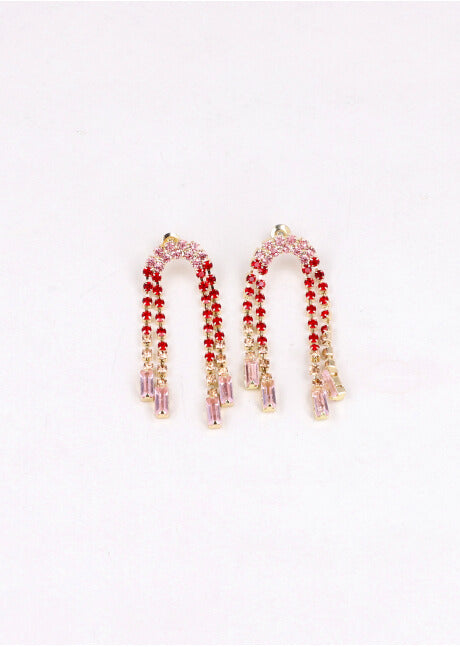 Aretes Arco Brillos ROSA