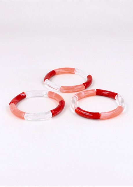 Set 3 long bead bracelets PINK