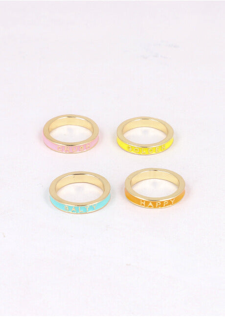 Set 4 Anillos Palabras ORO