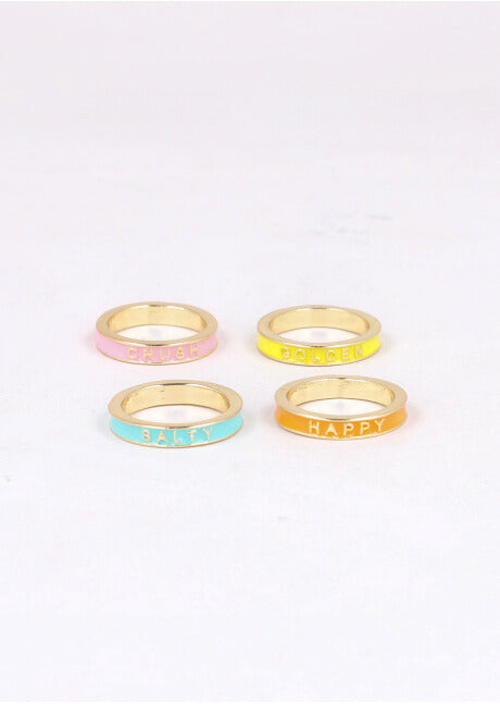 Set 4 Anillos Palabras ORO