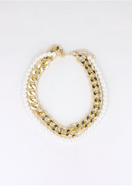 Chunky Twist Pearl necklace GOLD