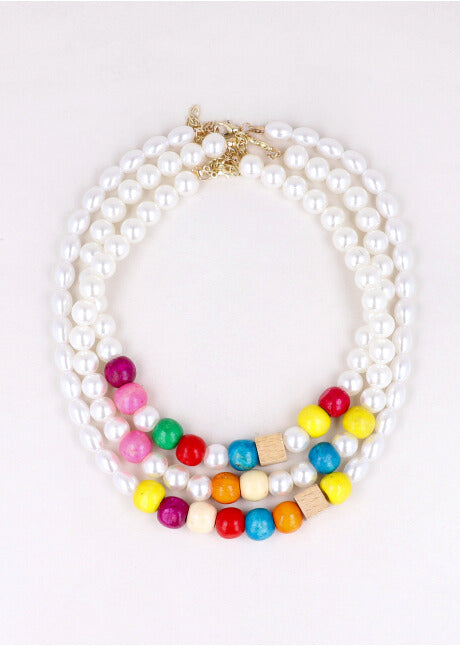 Wood chunky necklace MULTICOLORED