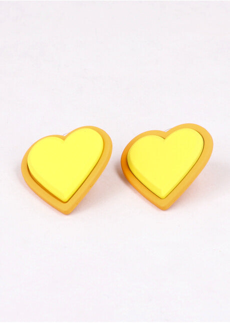 Aretes Dos Corazones AMARILLO