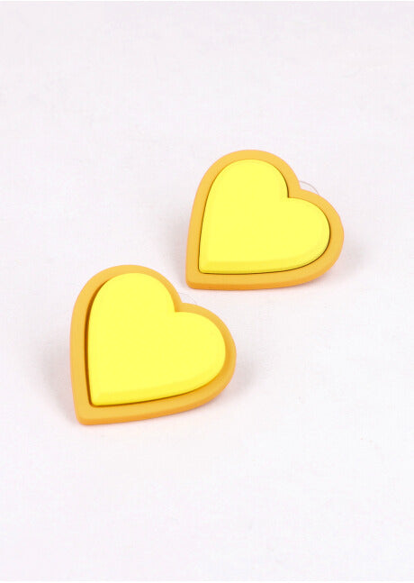 Aretes Dos Corazones AMARILLO