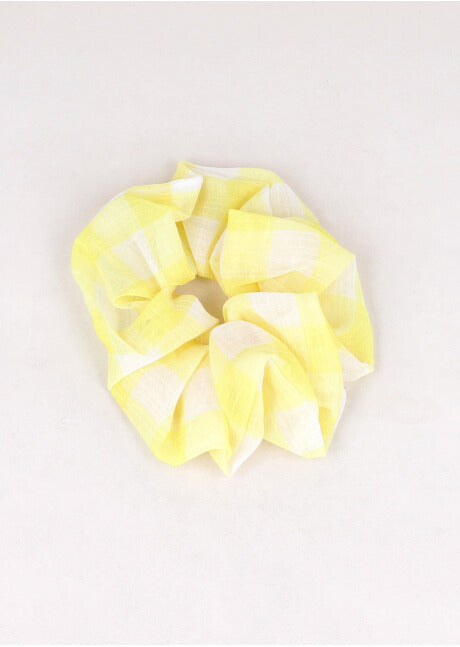 Scrunchie Mesh Cuadros AMARILLO