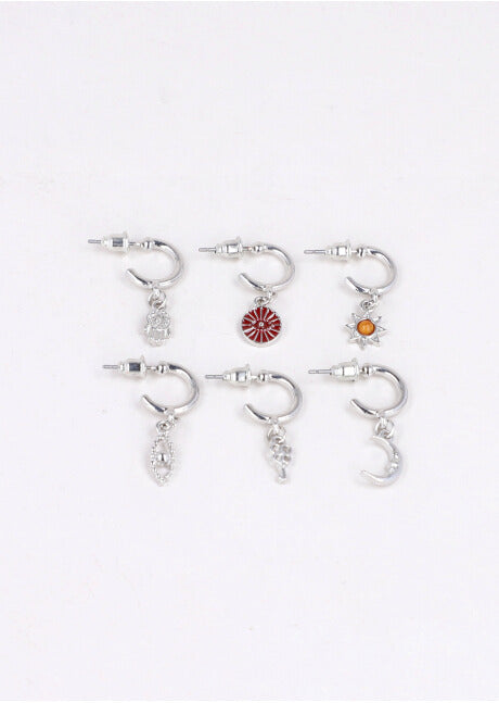 3 PR earrings Charms Luna SILVER