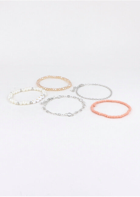 Set 5 Pulseras Love PLATA