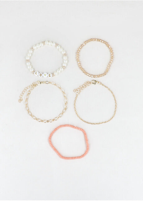 Set 5 Pulseras Love ORO